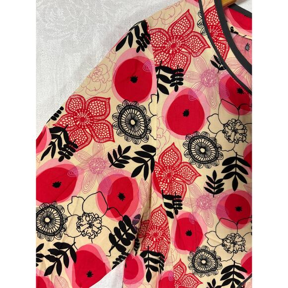 Matilda Jane Tunic Small Pink Black Tan Floral Long Sleeve Ruffle - Picture 4 of 10